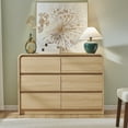 thumbnail image 5 of wow97e Modern 6 Drawers Dresser for Bedroom, 47" Wide Wood Chest of Drawers w/Curved Profile Design, for Bedroom, Living Room, Natural Oak, 5 of 6