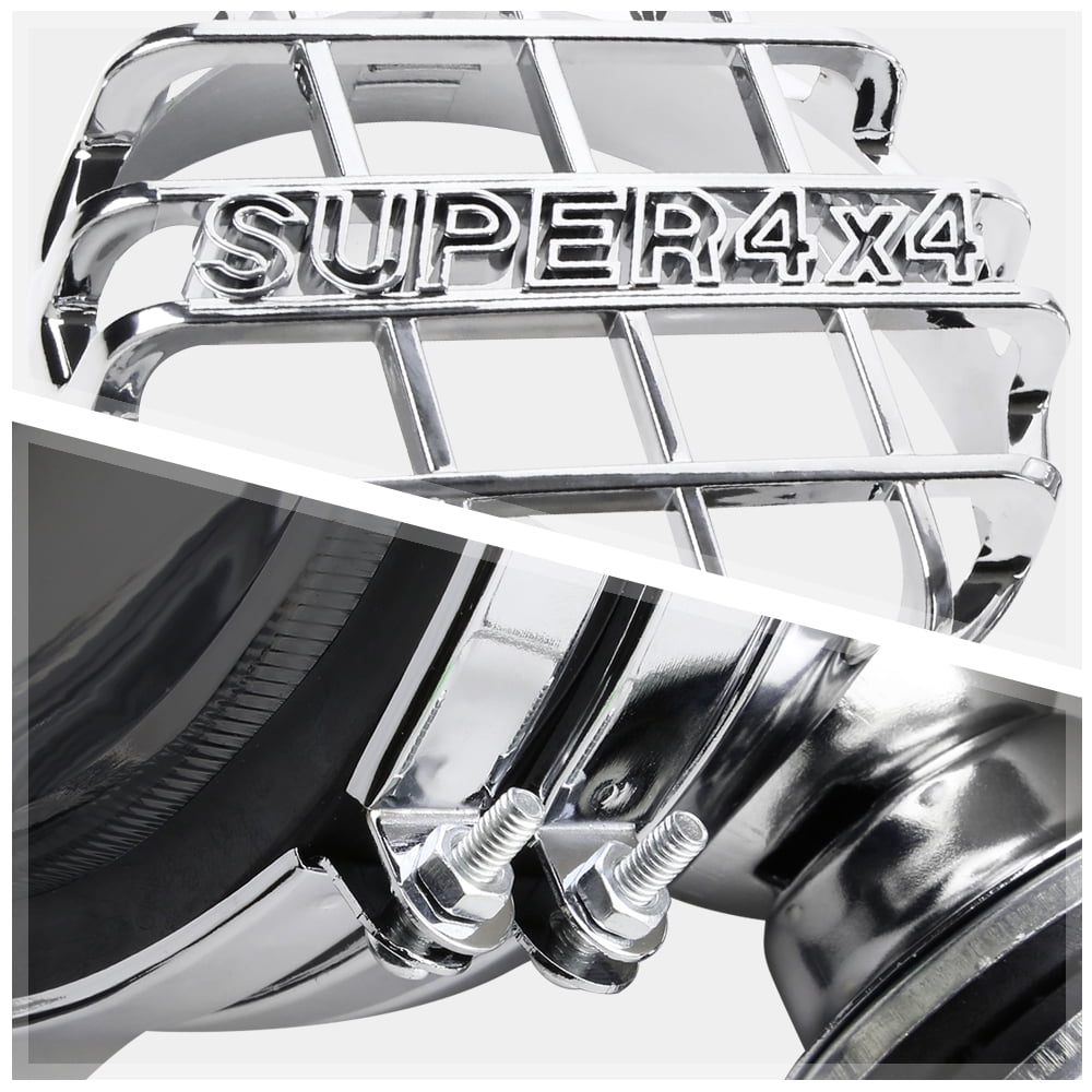 DNA Motoring 6" Round Chrome Stone Guard Smoked Fog Light Pair off-Road Super 4X4 Work Lamp w/Wiring+Switch