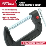 Hyper Tough Quick Release 4-Inch C-Clamp with Steel Swivel and Cast Iron Frame