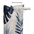 thumbnail image 5 of Navy Blue Palm Leaves Kitchen Valances for Windows Farmhouse Linen Window Valance Curtain for Living Room Window Treatment Tropical Botanical Retro Valance Rod Pocket Topper Drape, 42 x 12 Inch, 5 of 6