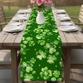 thumbnail image 4 of St. Patrick's Day Table Runner 72 Inches, Spring Shamrock Leaves Polka Dots Dark Green Bed Runner Dresser Scarves Tabletop for Indoor Outdoor Parties/Ceremony/Banquet, 13" x 72", 4 of 8