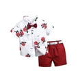 thumbnail image 1 of Style Décontracté Ensemble Chemise à Manches Courtes Col Rabattu Pantalon Fête Banquet Randonnée Enfants Motif Rose Hauts Shorts Kit 90cm, 1 of 9