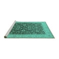 thumbnail image 2 of Ahgly Company Machine Washable Indoor Square Oriental Turquoise Blue Traditional Area Rugs, 8' Square, 2 of 4