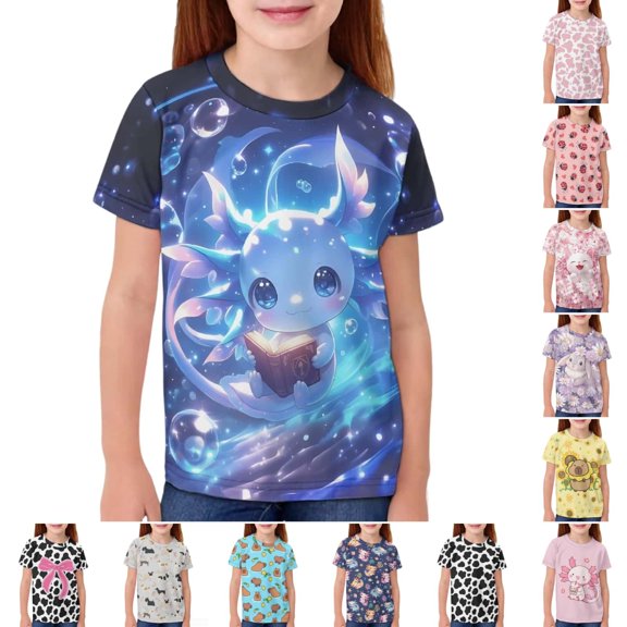 LILIYA Novelty T-Shirt for Girls Boys Short Sleeve Crewneck Summer Tee Soft Breathable Graphic Shirt Casual Sport Pullover Tops First Day of School