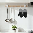 thumbnail image 2 of Oven Mitts and Pot Holders Sets of 6, Heat Resistant Kitchen Oven Gloves Sets with Non-Slip Silicone for Kitchen Black Vertical Stripes 10.9x7.1inch, 2 of 7