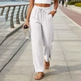 thumbnail image 5 of Wide Leg Pants for Women Ihhxva High Waisted Elastic Waist Cooling Solid Color Adjustable with Pockets Summer Lounge Work Casual Trousers S-3XL, 5 of 8