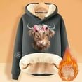 thumbnail image 2 of Women's Hooded Sweatshirt Thick Long Sleeve Highland Cattle Print Hoodies 2025 Pullover Casual Sweaters Winter Y2k Clothes, 2 of 4