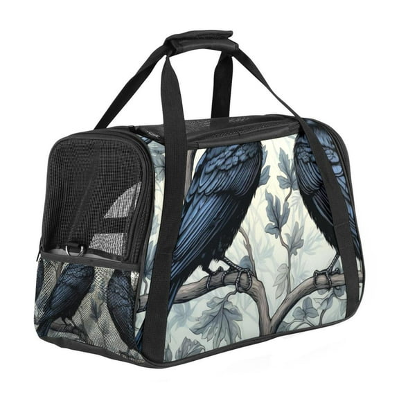 Crow Premium Fabric Pet Carrier Bag - Durable 900D Oxford Cloth & Sherpa Base - Comfy 17x10x11.8 in - Ideal for Travel & Outdoors – Spacious & Stylish – Suitable for Small Pets