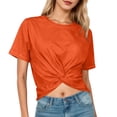thumbnail image 1 of Rhuody Tops For Womens Short Sleeve Tee Solid Color Blouse Round Neck Cropped T Shirt Simple Clothing Orange 3Xl, 1 of 5