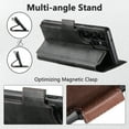 thumbnail image 5 of 2-in-1 Case for Samsung Galaxy S25 Ultra, PU Leather Outer Wallet Case with Magnetic Detachable Inner Back Case, Card Slots Kickstand Flip Cover, Full Body Protection, Magnetic Closure, Black, 5 of 8