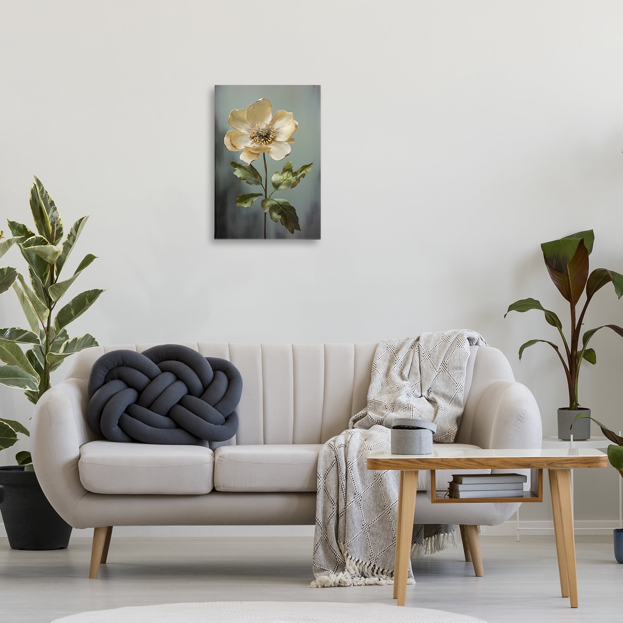 Stupell Industries White Floret Bloom Botanical & Floral Painting Gallery Wrapped Canvas Art Print Wall Art, 16 x 24