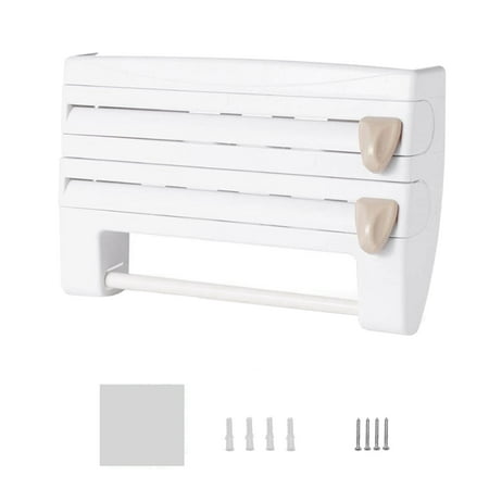 

Multi-Function Fridge Spice Rack 13 in Holder Rack Cling Film Tin Foil Paper Roll Dispenser Towel Storage Holder Rack with Cling Film Cutting Tools