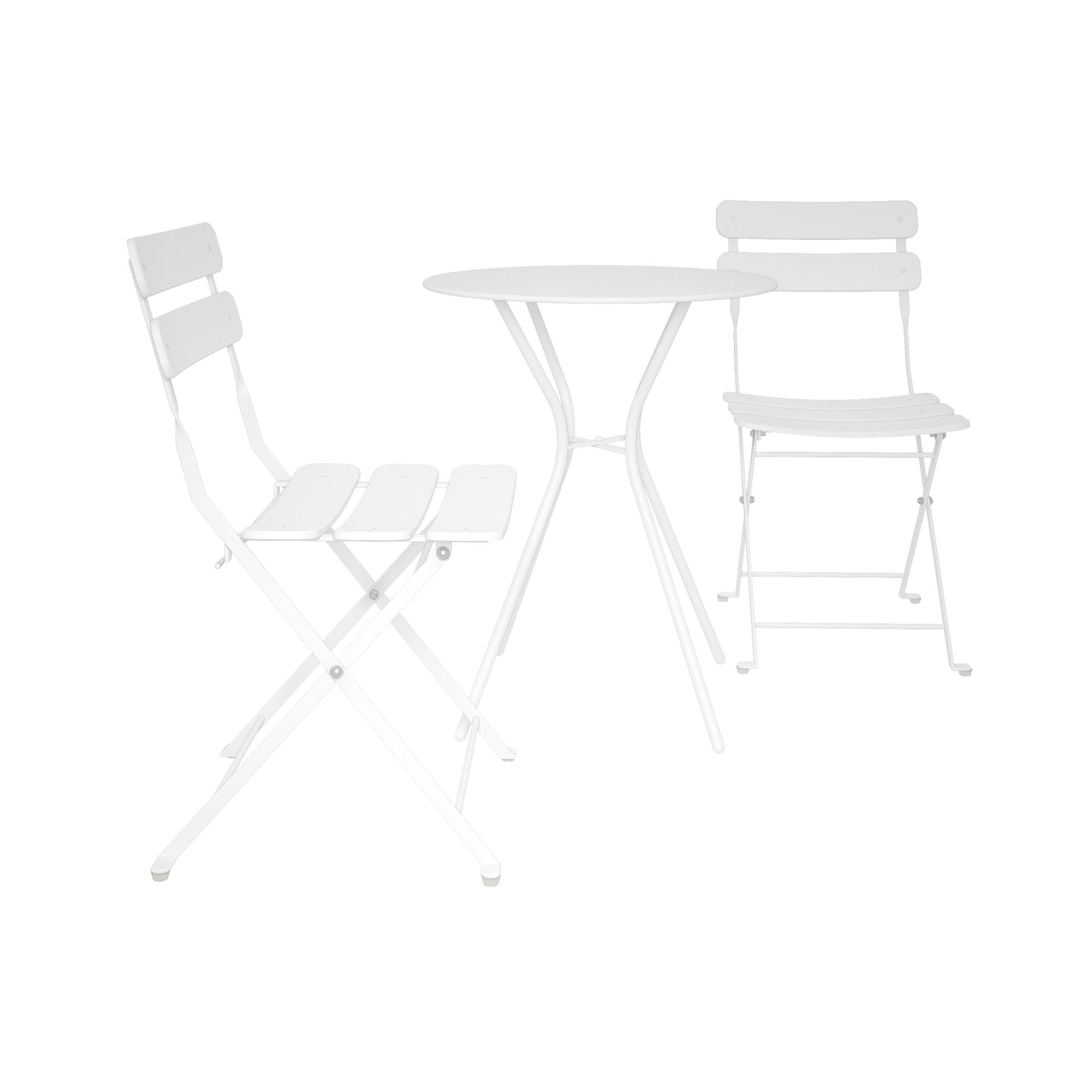 COSCO Outdoor Living, 3 Piece Bistro Set with 2 Folding Chairs, White - image 4 of 7