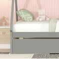 thumbnail image 6 of Twin Bed Frame with Trundle, UHOMEPRO Solid Wood Tent Floor Teepee Bed with Wooden Slats, Twin Size Platform Bed Frame, No Box Spring Needed, Gray, 6 of 13