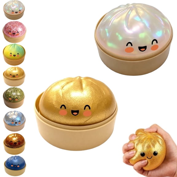 Giant Glitter Dumpling Squeeze Toys, 3.75 Inch Jumbo Dumpling Stress Relief , Soft Anxiety Relief Squeeze Toys,L-2PC