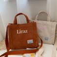 thumbnail image 2 of Bolso cuadrado de pana personalizado con nombre bordado, bolso de hombro de moda, bolso de mensajero Retro personalizado, nuevoYellowCustom Name Fivean unisex, 2 of 2