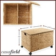 thumbnail image 7 of Casafield Rolling Storage Basket Cart with Lid and Wheels, Natural - Woven Water Hyacinth Divided Sorting Bin for Kitchen, Pantry, Laundry, Garage, 7 of 7
