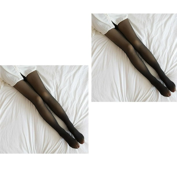 2x Cold Weather Fashion Stretch Women Winter Tights High Waist Fleece Lined  Pantyhose Pants Warm Leggings 