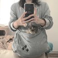 thumbnail image 3 of Gibobby Sudaderas con cremallera para mujer Sudaderas de otoño e invierno para mujer, suéter holgado de lana con capucha para mascotas, sudaderas con bolsa grande para perros y gatos （Gris， S), 3 of 5