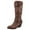 Brown, variant on Leozcaa Womens Mid Knee High Boots Chunky Heel Slouchy Metal Buckle Fashion Winter Long Boots Shoes