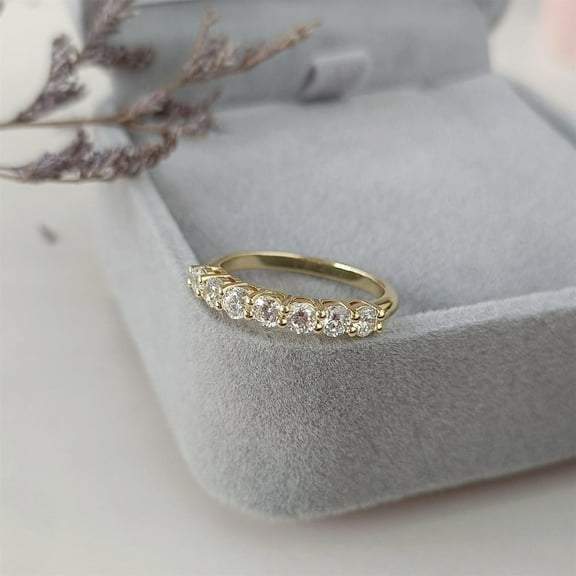 Women's Lab Created Diamond Promise Band Ring in 14k Yellow Gold Plated