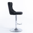 thumbnail image 4 of Swivel Bar Chairs Height Adjustable Upholstered Velvet Bar Stools Chrome base with Tufted Back for Home Pub and Kitchen Island Dining Room(Black,Set of 6), 4 of 8