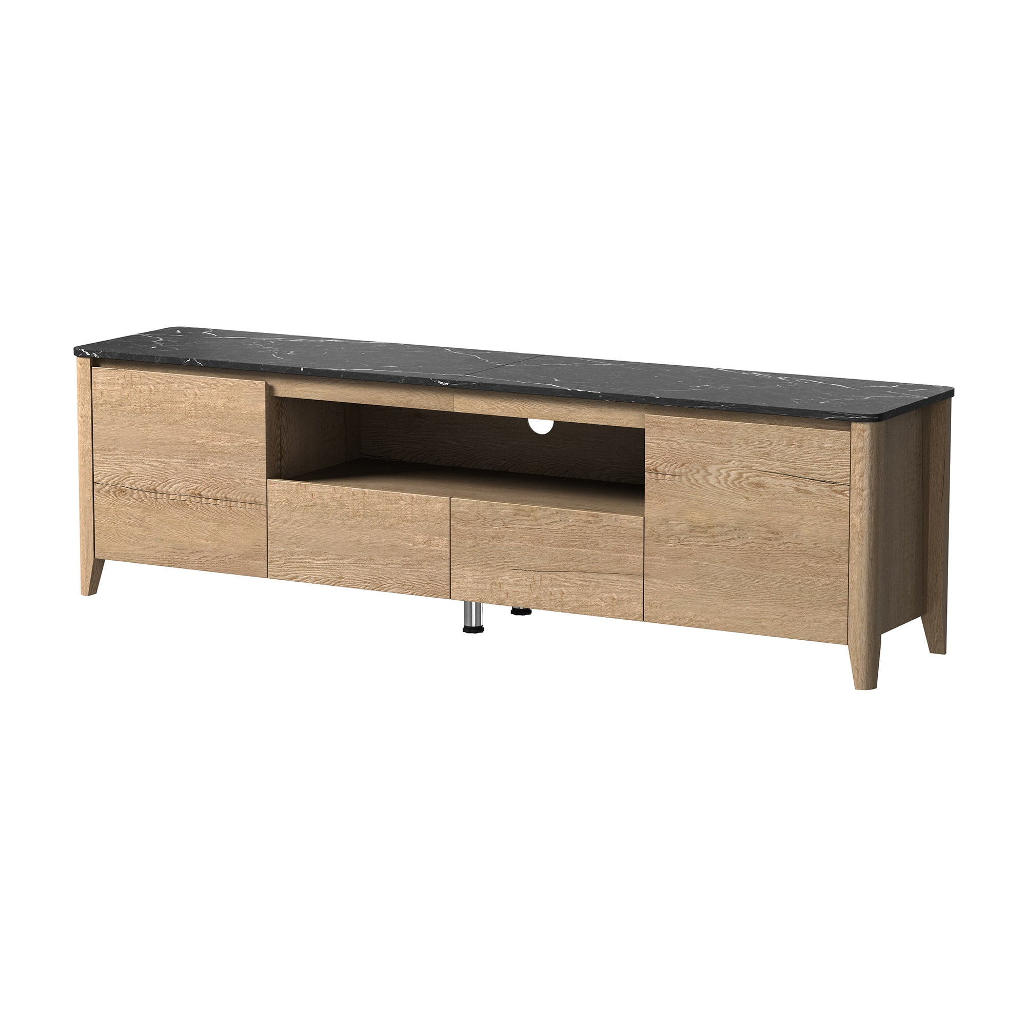 Kadyn Modern TV stand with LED Lights and Storage, TV Console for Up to 80 inch, Entertainment Center, Natural and White