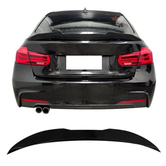 Ikon Motorsports Highkick Rear Trunk Spoiler Wing Lip Exterior Auto Parts For 2012-2018 BMW F30 3-Series & F80 M3 Sedan PSM Style Gloss Black ABS