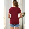 thumbnail image 4 of DARING DIVA Women's Short Sleeve Crew Neck Wrinkle Design Maternity Blouses XXL Red, 4 of 7
