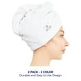 thumbnail image 3 of American Soft Linen 100% Cotton Turkish Hair Drying Towels, 2 Piece Quick Drying Hair Turban Towel Wrap, Rockridge-White, 3 of 6
