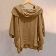 thumbnail image 2 of Women's Cotton-Linen Set, V-Neck Top + Wide Leg Pants With Solid Color For Casual Weekend Brown 2XL, 2 of 9