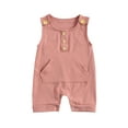 thumbnail image 2 of One opening Baby  Short Romper, Sleeveless O-neck Jumpsuit with Pocket, 2 of 5