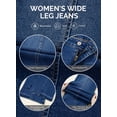 thumbnail image 5 of DOKOTOO Women's Wide Leg Jeans Trendy High Waist Center-Seam Straight Leg Raw Hem Baggy Loose Boyfriend Stretchy Denim Pants, 5 of 8