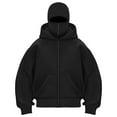 thumbnail image 2 of UngA Balaclava Hoodie Jacket Zip Up Fashion Double Layer Hoodie Hip Hop Outerwear Jacket Y2K Sweatshirt for Men Women (Black,XL), 2 of 5