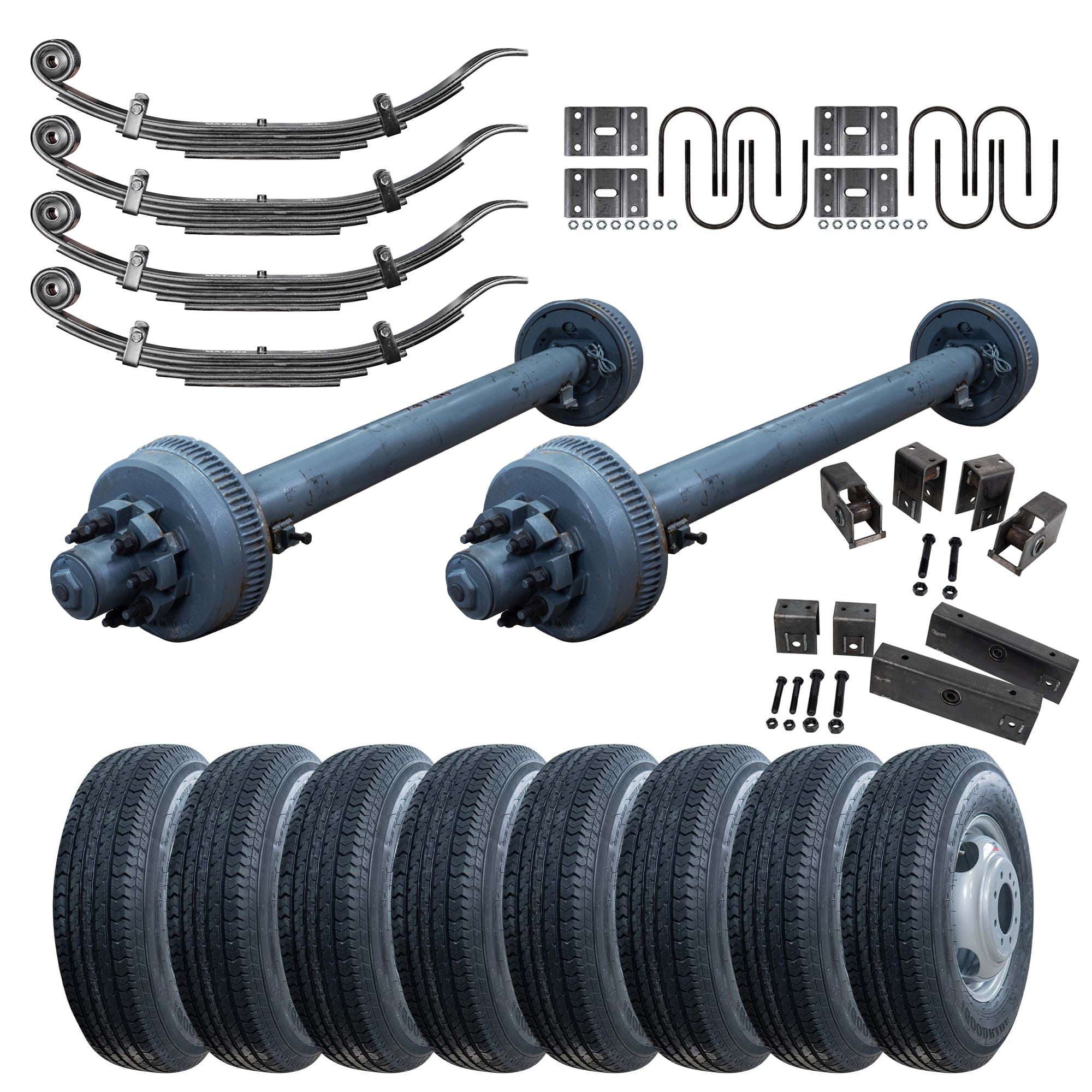 Slipper Spring Suspension Tandem Axle Hanger Kit for 3.5' Tubes 8000 Lb Axle - Suspension, Suspension Kit
