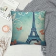 thumbnail image 2 of Nawypu  Blue Paris Butterfly Love Flower Pattern  Square Throw Pillow Case Decorative Durable Cushion Slipcover Home Decor Standard Size Accent Pillowcase Slip Cover, 2 of 5