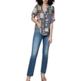 thumbnail image 3 of Fashion Womens Blouse Casual Plaid Blend Long-Sleeved with Button Lapel Shirt, 3 of 7