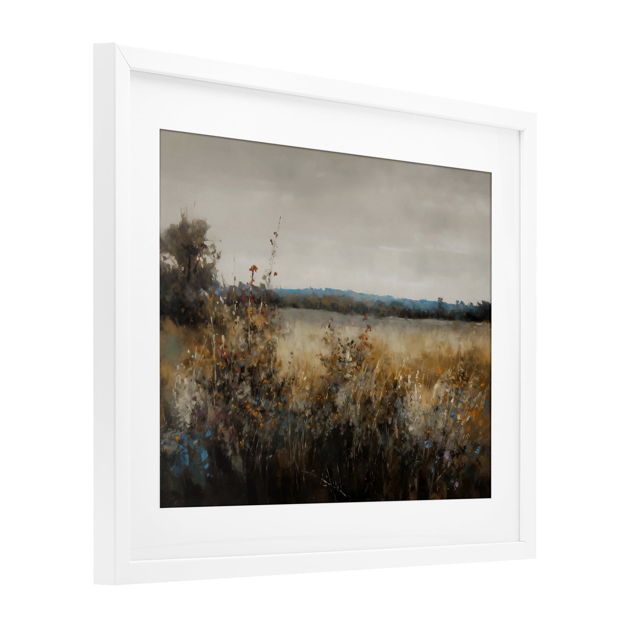 Stupell Industries Abstract Grunge Meadow White Framed Print Under Glass, design by Creative Studio