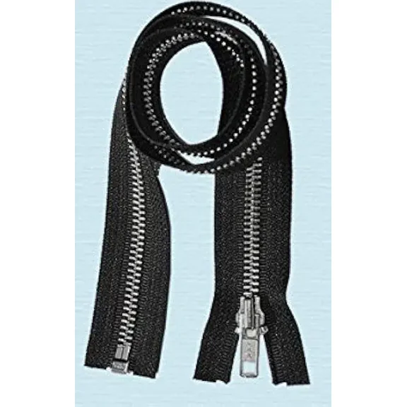 YKK 27" Aluminum Jacket Zipper Separating Bottom Black