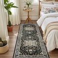 thumbnail image 2 of Hallway Runner Rug Non Slip - Washable 2.6x8 Kitchen Rugs for Living Room, Low-Pile Soft Bedroom Rug Indoor Floor Stain Resistant Carpets for Entryway, Laundry, Bathroom Black Gold, 2 of 18
