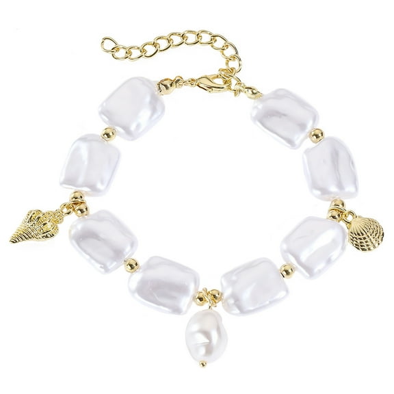 HETICA Baroque Pearl Bracelet for Women Irregular White Pearls Gold Bracelet Jewelry Gift Unique Design Hypoallergenic Quality Material Fashionable Clasp Versatile Style Perfect for Any Occasion
