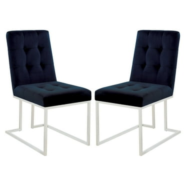 Cisco Upholstered Dining Chairs Ink Blue and Chrome (Set of 2)