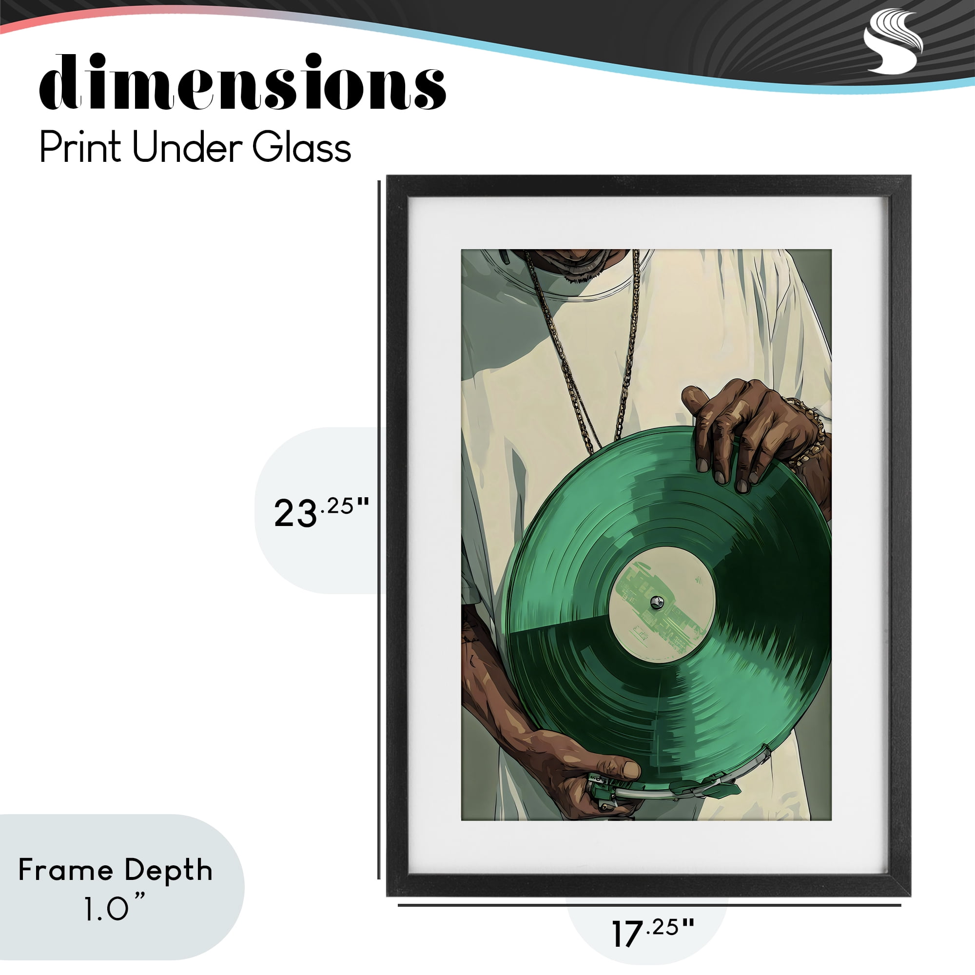 Stupell Industries Green Vinyl Record Portrait Black Framed Print Under Glass, design by Franklyn Gregory