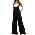 thumbnail image 2 of Womens Stretchy Jumpsuits Casual Overalls Jumpers Adjustable Spaghetti Straps One Piece Rompers with Pockets Black L, 2 of 7