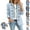 Light Blue, variant on Womens Ruffled Denim Jacket Long Sleeve Button Down Coat Casual Lapel Loose Fit Outerwear for Spring Fall Wear