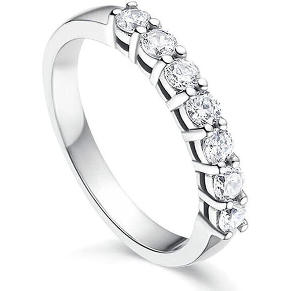 2Ct Round Cut Moissanite Half Eternity Band Ring 14K White Gold Plated