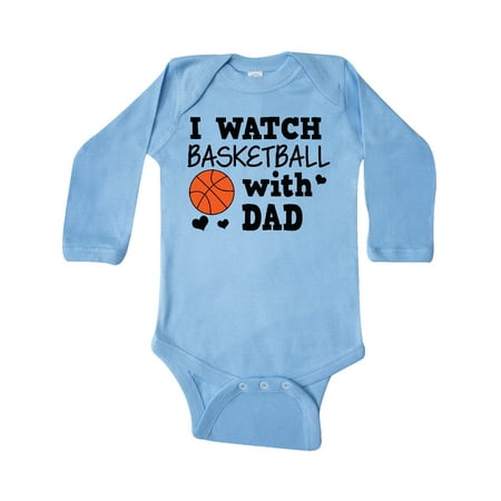 

Inktastic I Watch Basketball with Dad Gift Baby Boy Long Sleeve Bodysuit