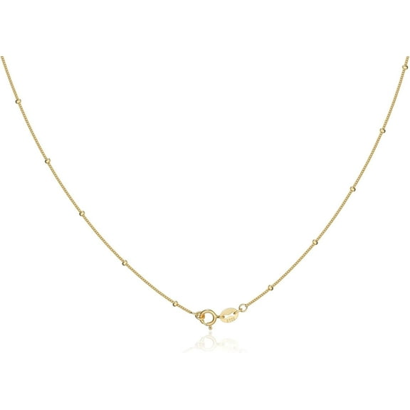 925 Sterling Silver Gold Plated Satellite Chain Dainty Beaded Choker Necklace Jewelry Gift for Women 14" 15" 16" 17" 18"[f814]