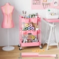 thumbnail image 4 of Carrito rodante Aofure de 3 niveles metálico con ruedas bloqueables rosa, 4 of 9