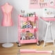 thumbnail image 4 of Carrito rodante Aofure de 3 niveles metálico con ruedas bloqueables rosa, 4 of 9
